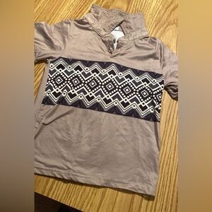 Kids Geometric Patterned Tan and Black Shirt